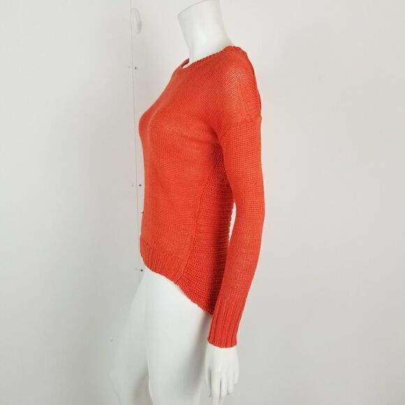 J. Crew Womens Size XXS Orange Linen Textured Beach Sweater Hi Low Hem - Picture 4 of 6